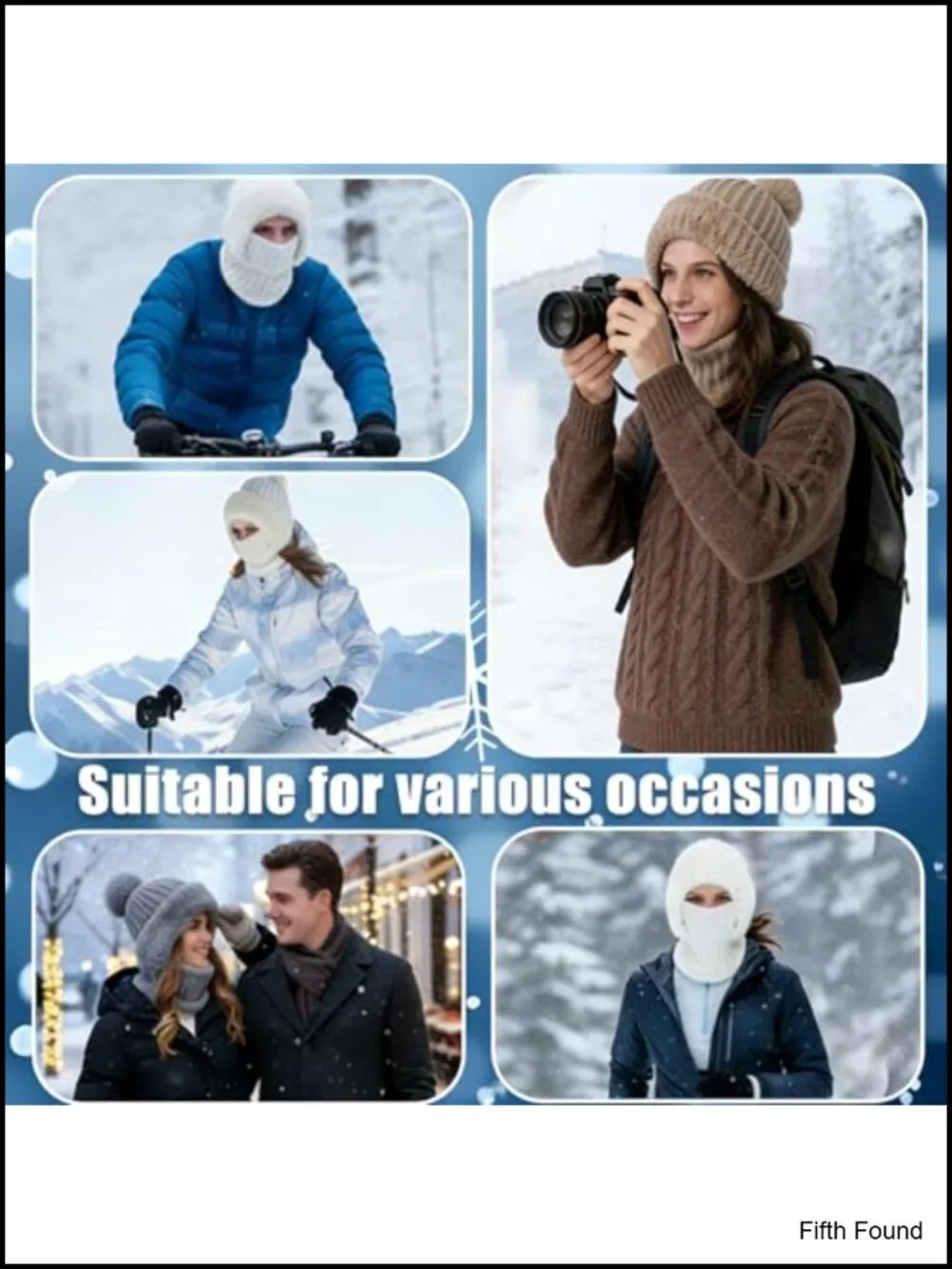 3-in-1 Knit Beanie Hat with Scarf and Mask Set Winter Warm Ski Neck Warmer